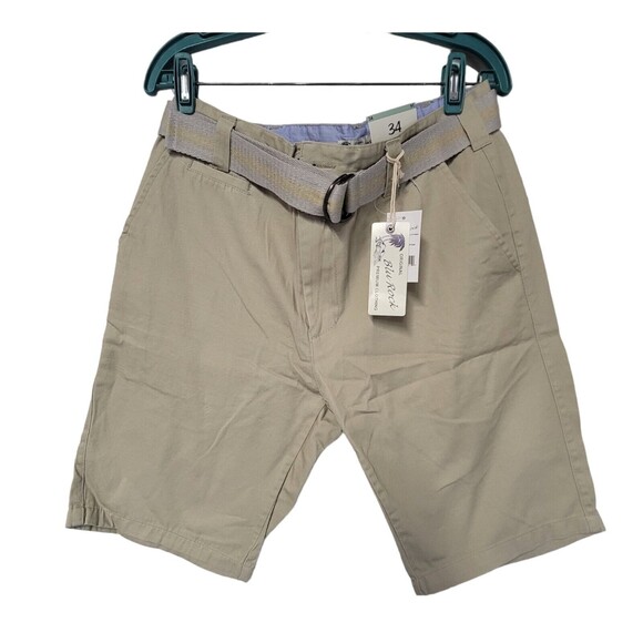 Khaki Chino Shorts Size‎ 34 With Belt  ORIGINAL BLU ROCK - Picture 1 of 5